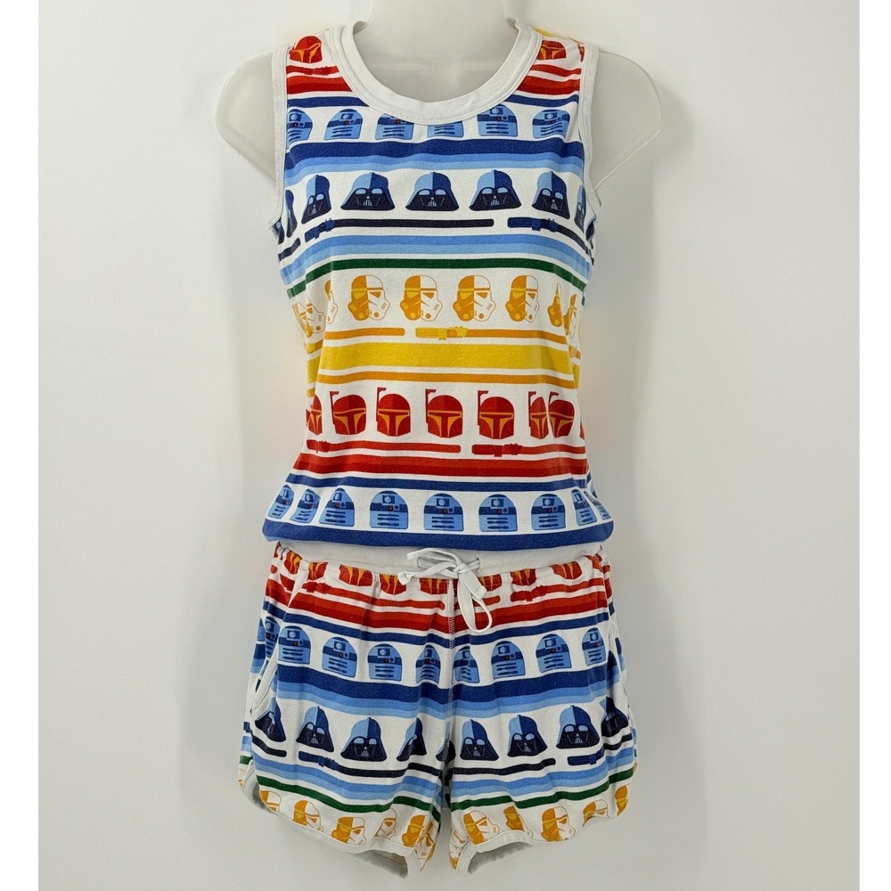 Hanna Andersson Star Wars Organic Cotton Shorts Pajama Set sz‎ XS Rainbow Vader